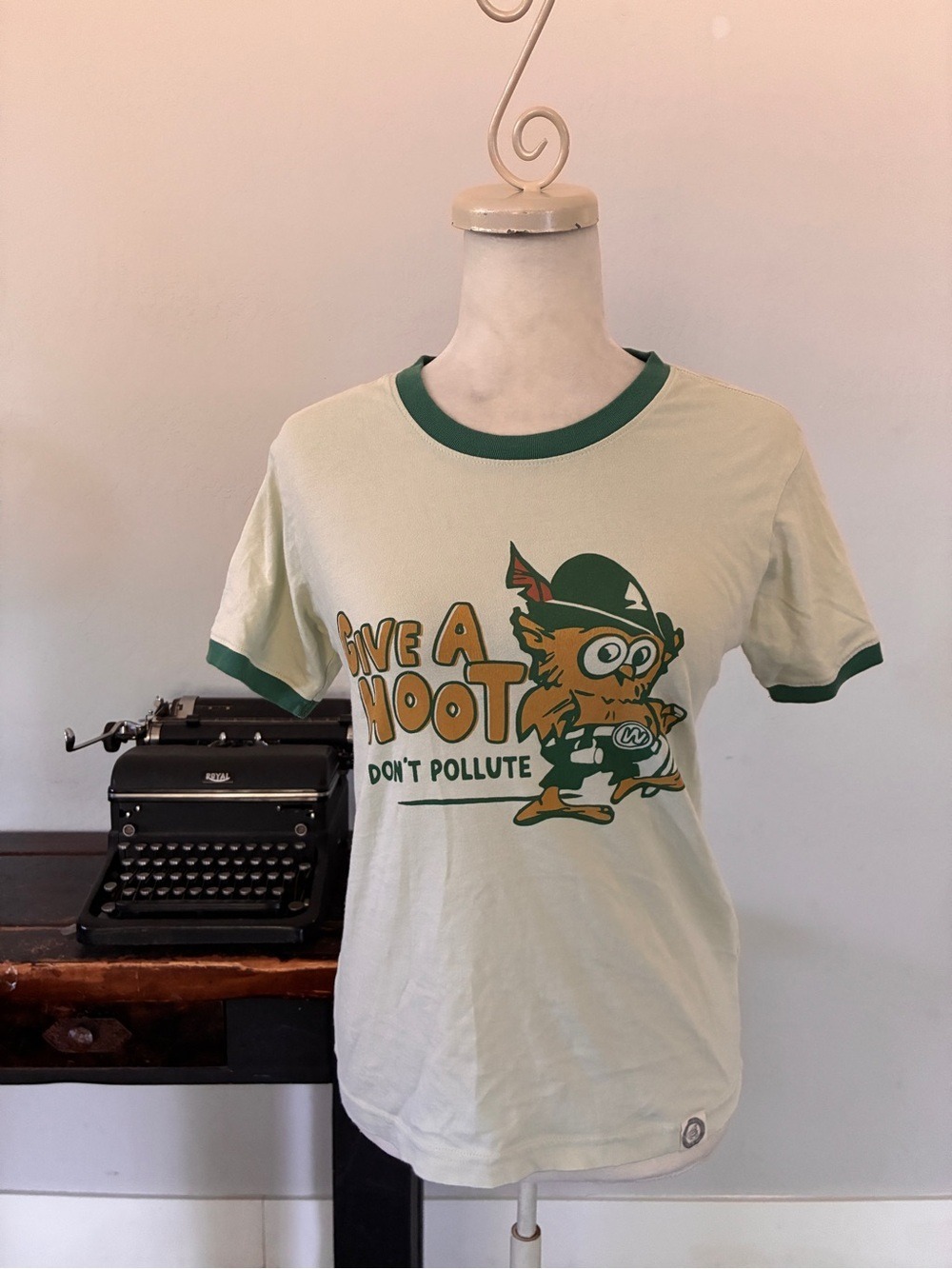 The Landmark Project Woodsy Owl Give A Hoot Don't Pollute RingerTee- Youth Large